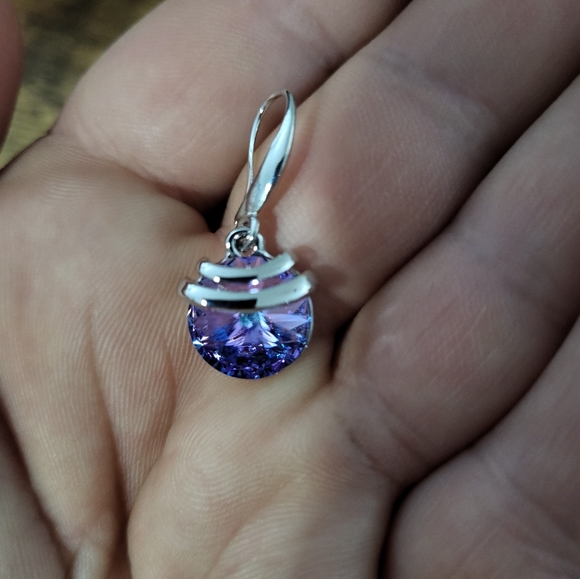 Callura Vitrail Light Wrapped Drop Earrings W Swarovski Crystals,Purple/Blue, 1" - Picture 13 of 16